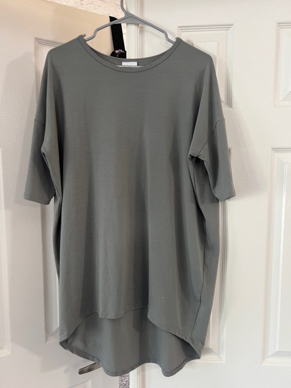 LuLaRoe Short Sleeve Tunic Top in Dusty Sage Green